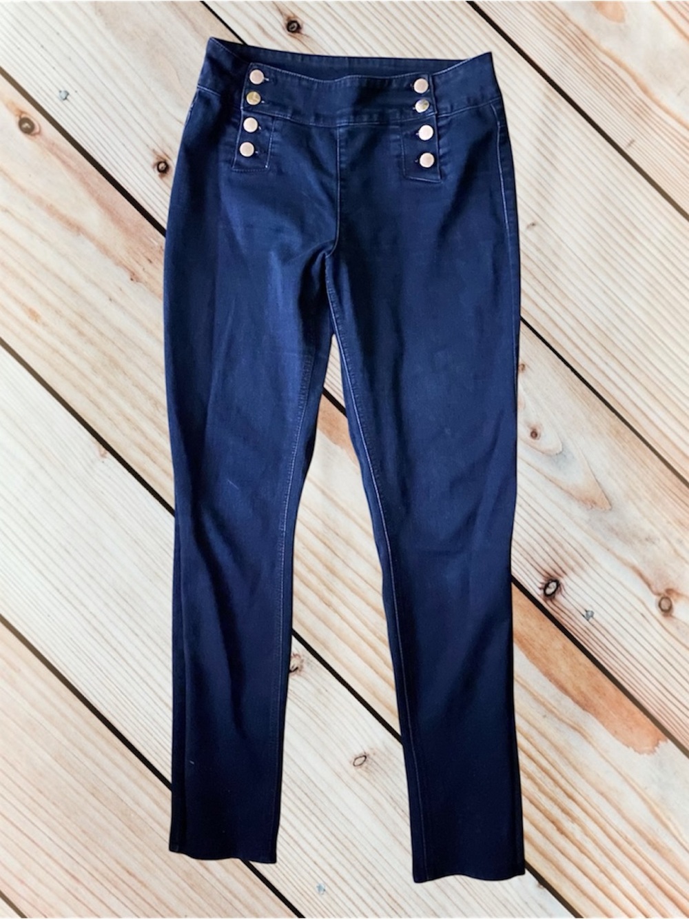 dELiA*s Pants Sz 12 Skinny Sailor Pull-on Straight Leg Stretch Mid-Rise Casual